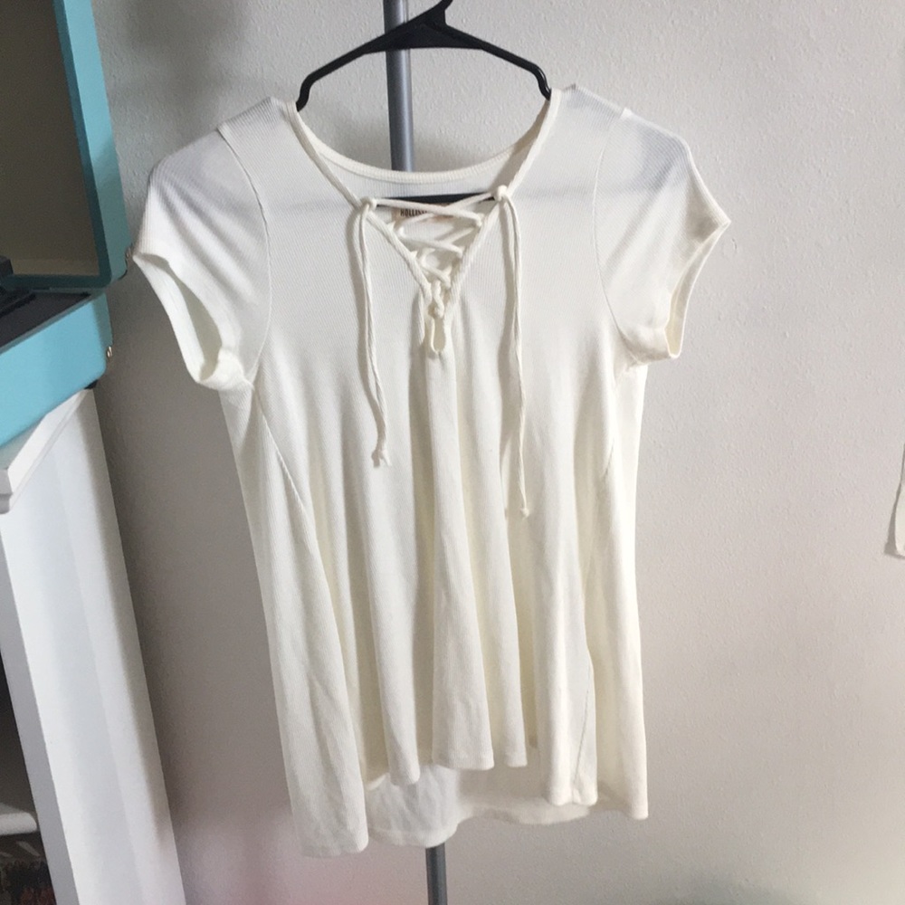 off-white lace up hollister shirt